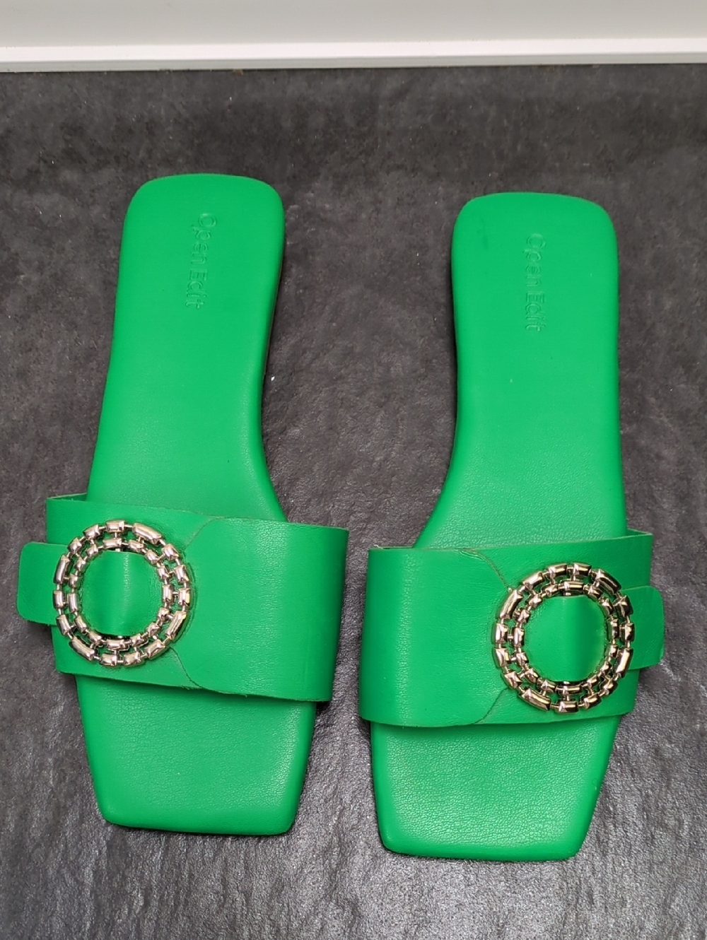 Open Edition Lely Slide Sandals In Vibrant Green